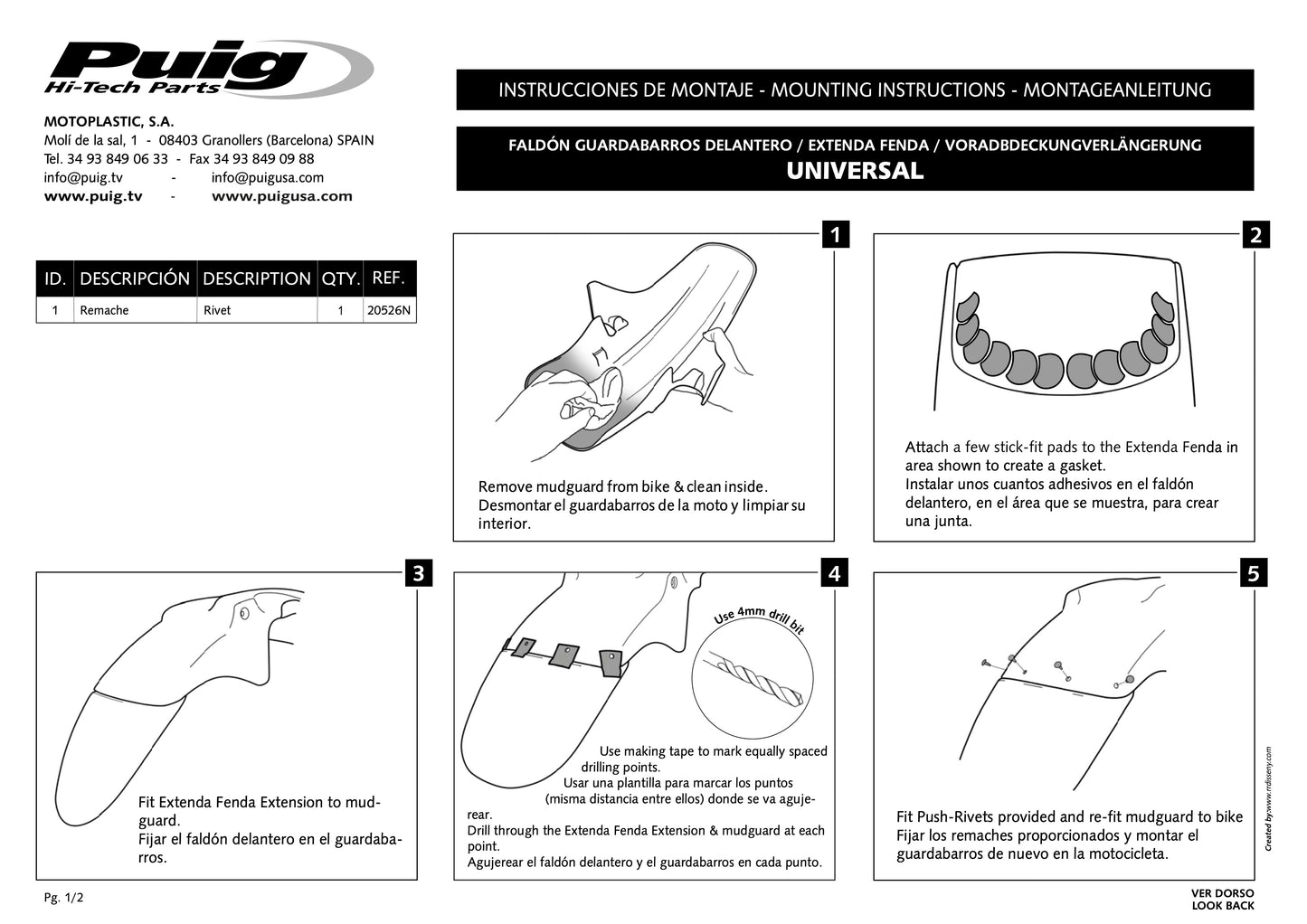 Puig Front Fender Extension Yamaha YZF-R1 2009-2026 - Adventure Parts