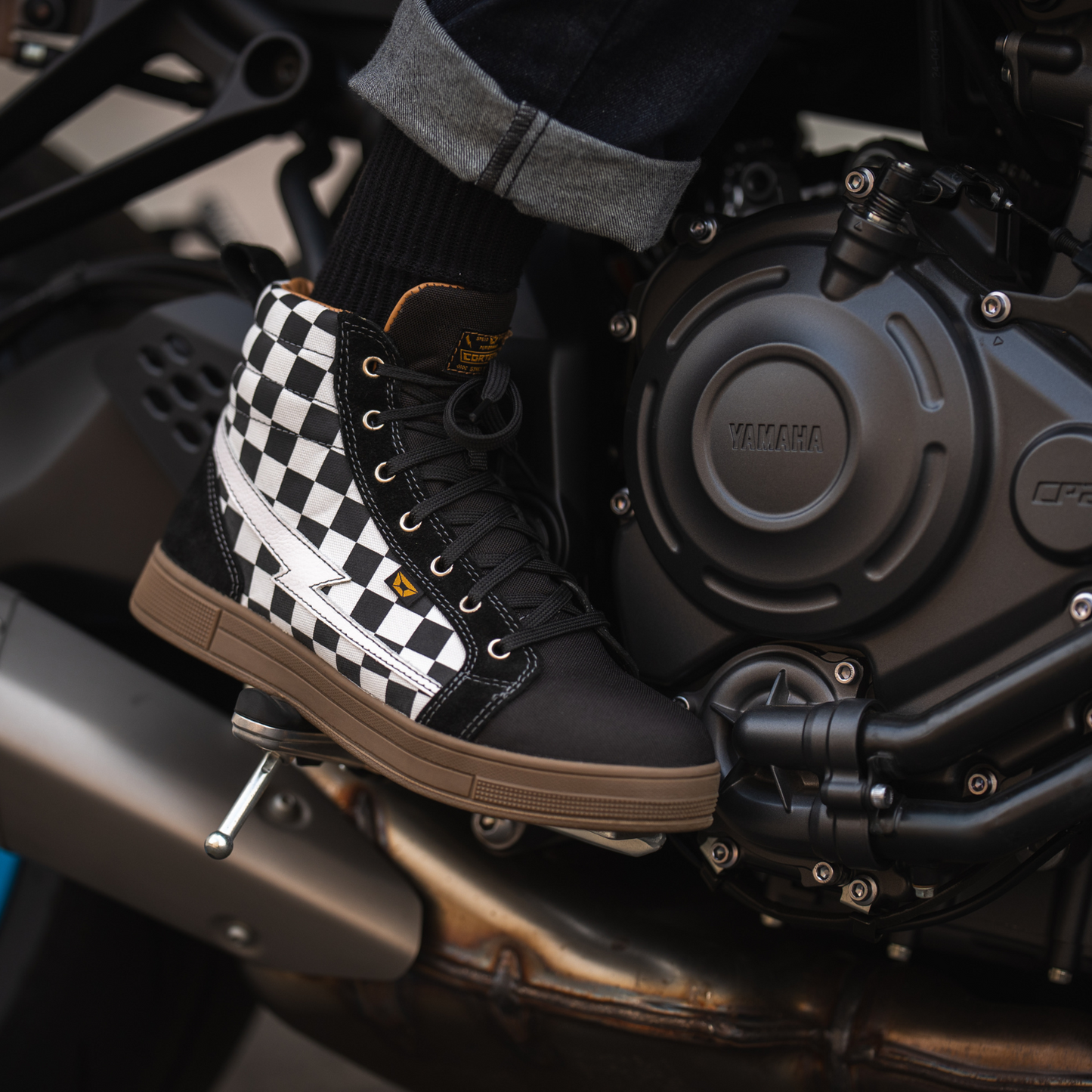 Cortech Men's Slayer Canvas Check Motorcycle Riding Shoes - Adventure Parts
