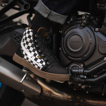 Cortech Men's Slayer Canvas Check Motorcycle Riding Shoes - Adventure Parts