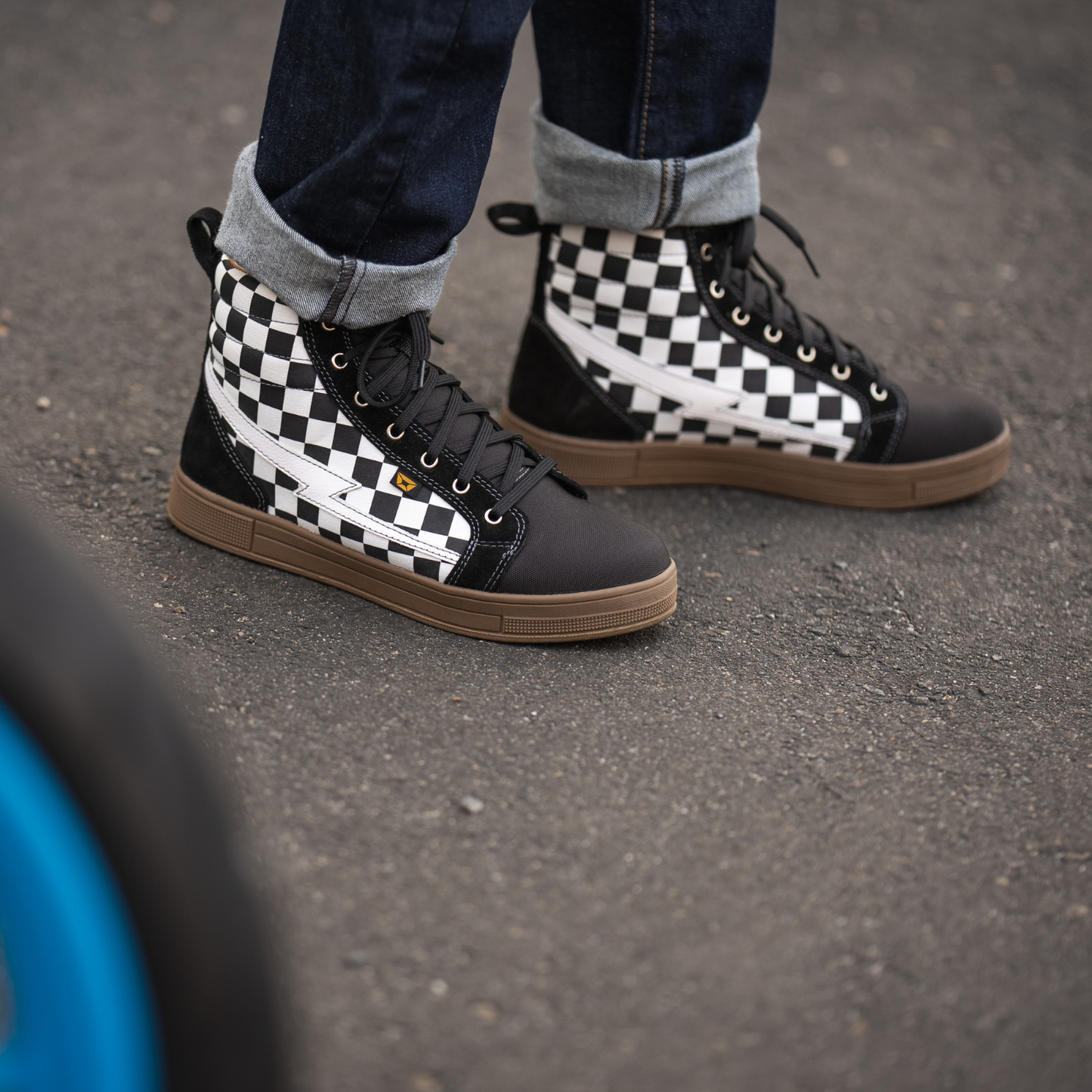 Cortech Men's Slayer Canvas Check Motorcycle Riding Shoes - Adventure Parts