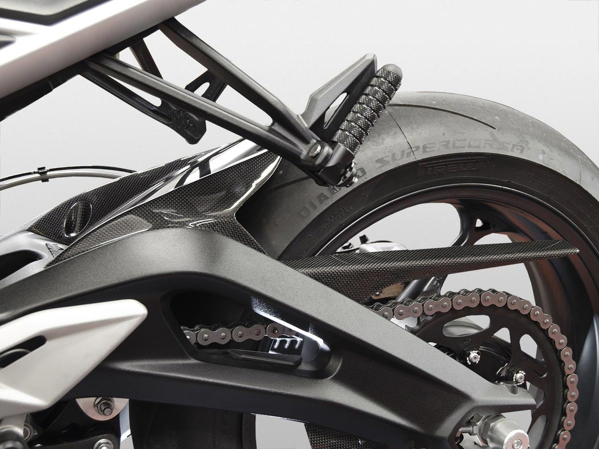 DBK Glossy Carbon Rear Hugger Triumph Street Triple 765 2017-2025 - Adventure Parts