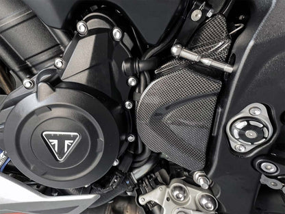 DBK Glossy Carbon Sprocket Cover Triumph Street Triple 765 2017-2025