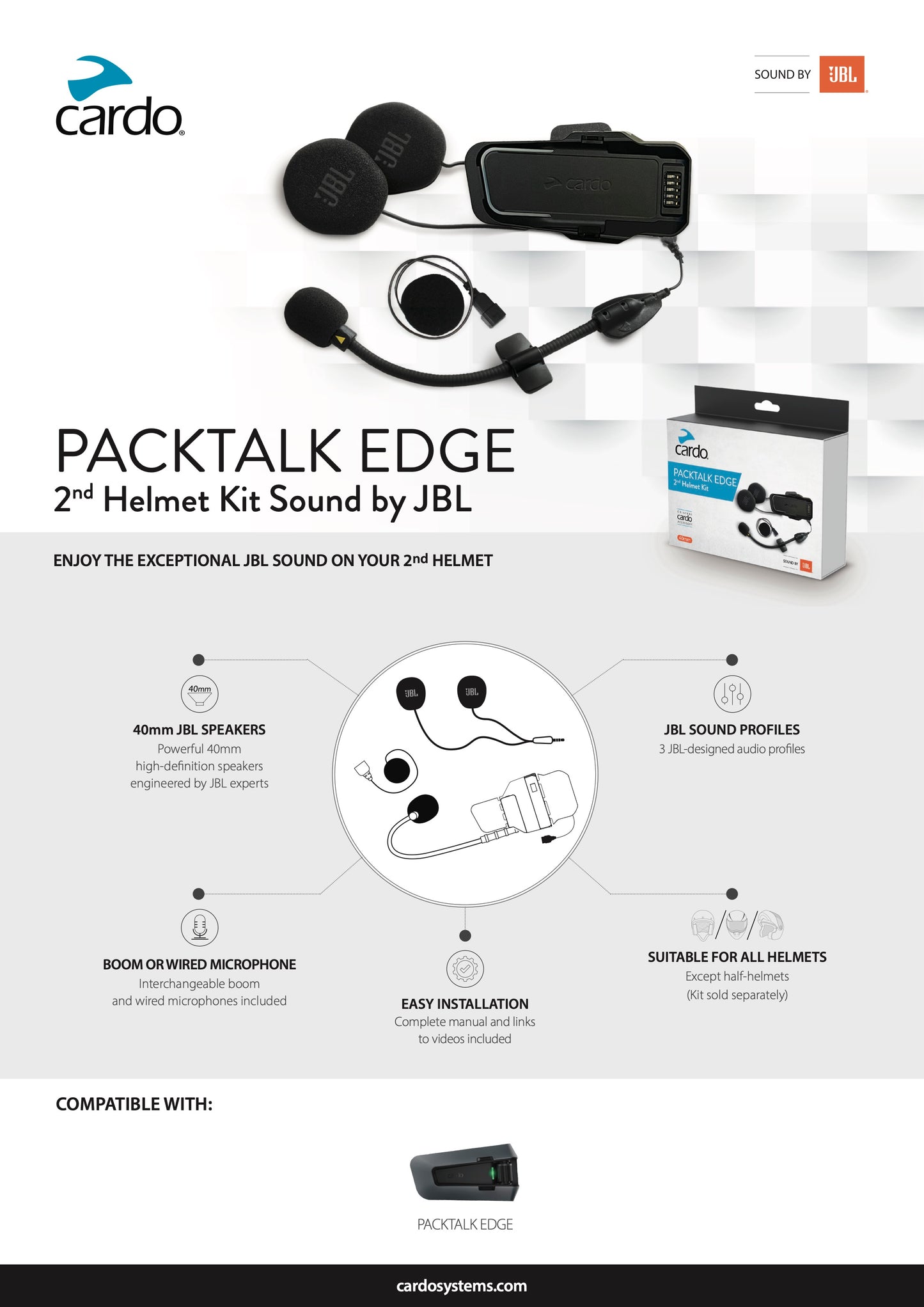 Cardo Packtalk Edge 2nd Helmet JBL Kit