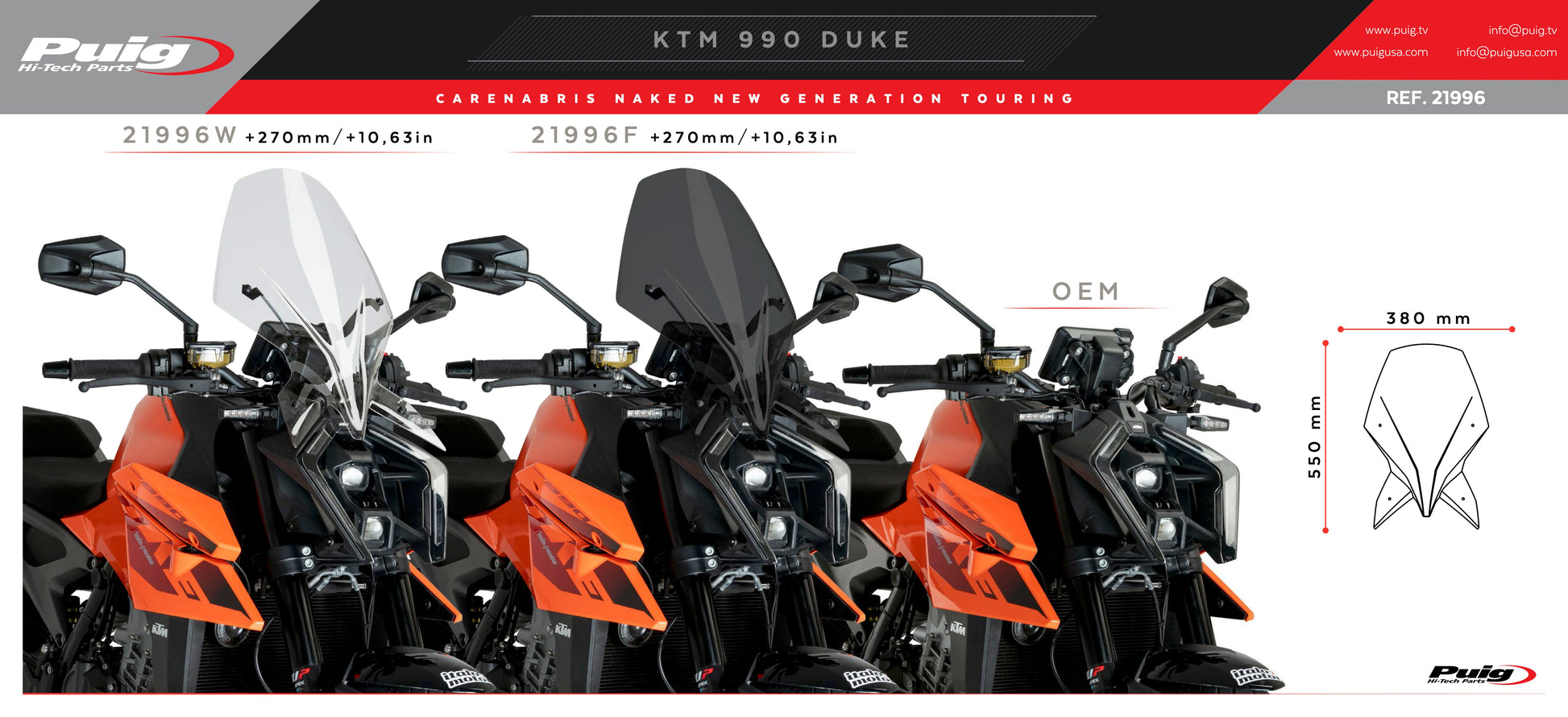 Cúpula Puig New Generation Sport KTM 990 Duke (24-25) Negro mate 21995J Cúpula Puig New Generation Sport KTM 990 Duke (24-25) Negro mate 21995J