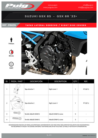 Puig Engine Covers Suzuki GSX-8S 2023-2025