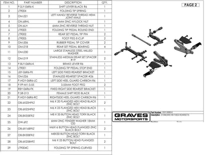 Graves Fixed Rearsets Yamaha R6 2006-2022