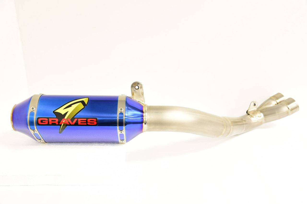 Graves Full Titanium Exhaust System ElecTrick bLUE Silencer Yamaha R1 Superbike 2015-2024