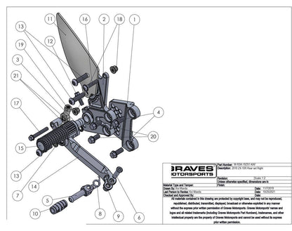 Graves WORKS Adjustable Rearsets Kawasaki ZX-10R / ZX-10RR 2016-2024