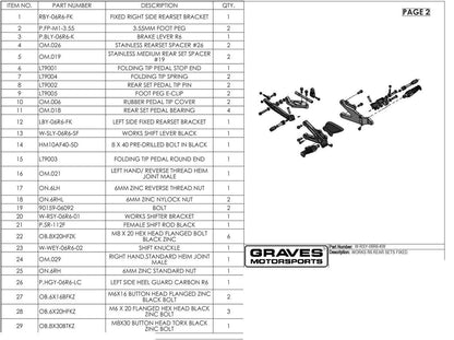 Graves WORKS Rearsets Fixed Yamaha R6 2008-2021