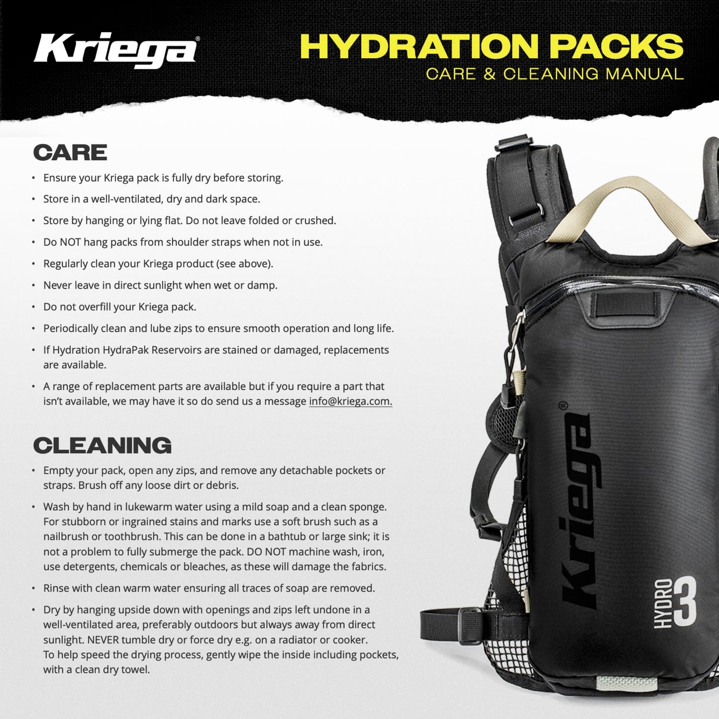 Kriega Hydro-2 Hydration Pack Motorcycle