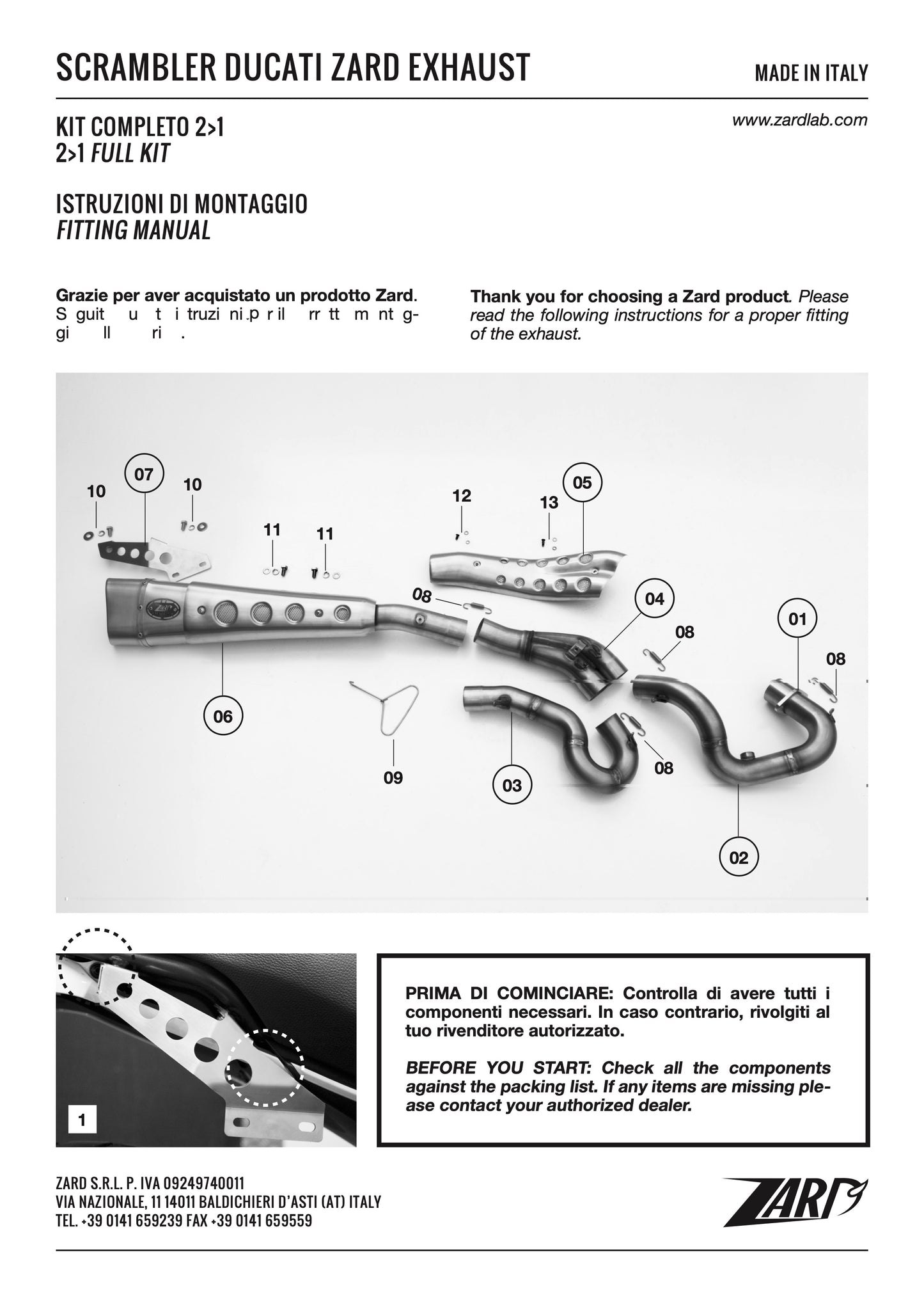 ZARD Exhaust "Special Ed" Full Kit High Ducati Scrambler 800 2015-2016 - Adventure Parts