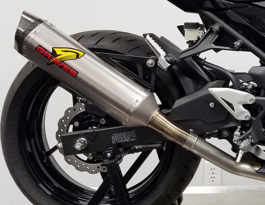 Graves Motorsports Cat Back Slip-on Exhaust Titanium Kawasaki Ninja EX400/Z400/ Ninja 500/Z500 2018-2024+
