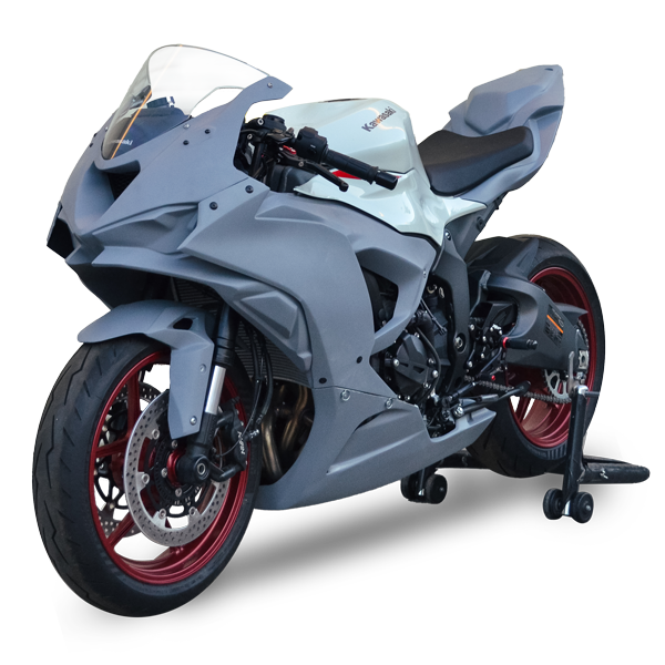Hotbodies Racing Race Bodywork Set Gray Kawasaki ZX6R 2024+ - Adventure Parts