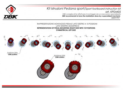 DBK Footpegs Adjustable Sport Pilot Kit Ducati Diavel 2011-2024