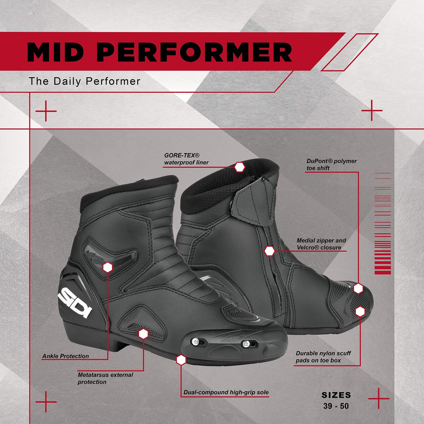SIDI Mid Performer Motorcycle Boots - Adventure Parts