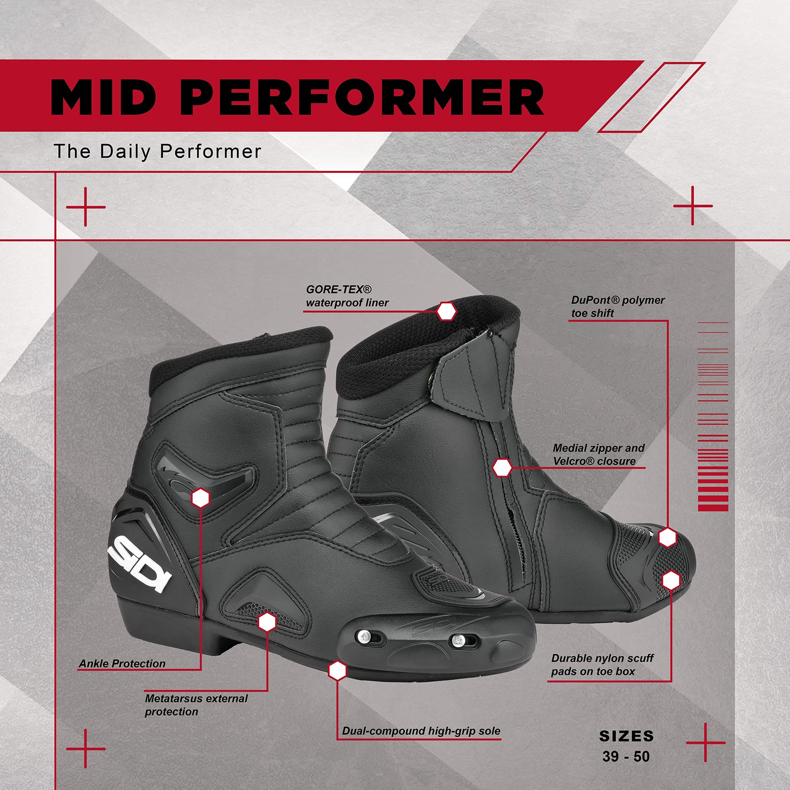 SIDI Mid Performer Motorcycle Boots - Adventure Parts