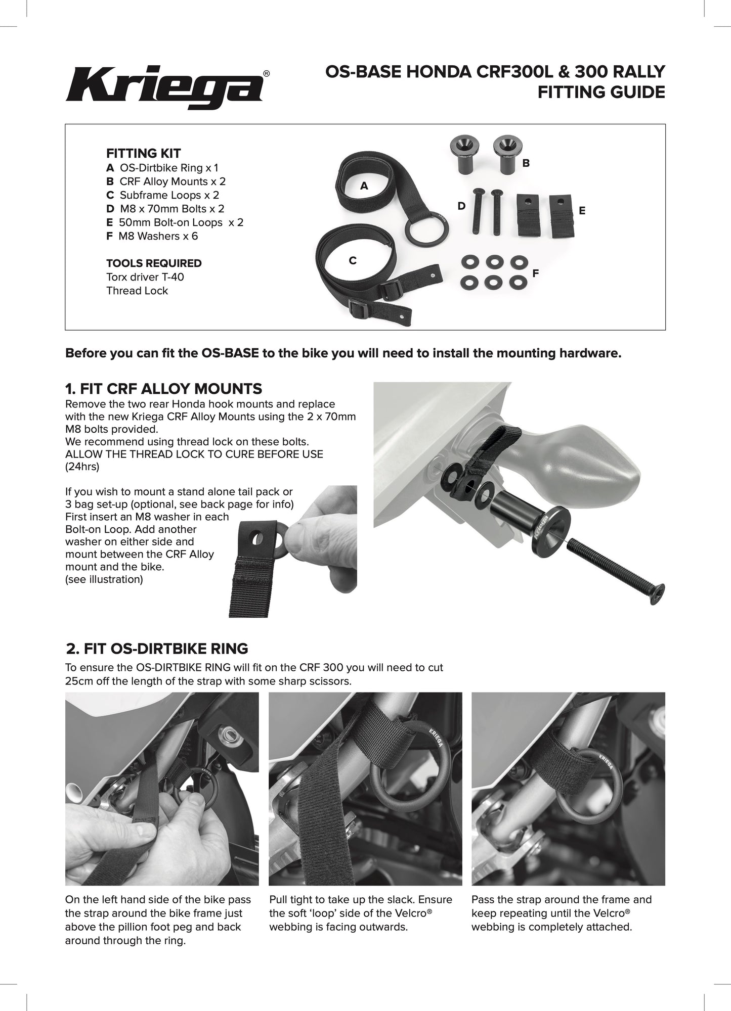 Kriega OS-Base Pannier Mounting Kit Honda CRF300L/CRF300 Rally