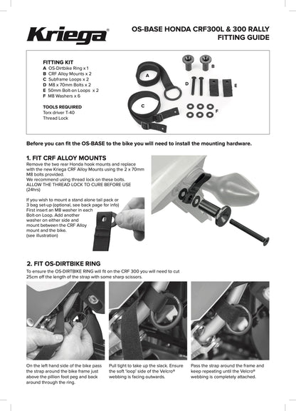 Kriega OS-Base Pannier Mounting Kit Honda CRF300L/CRF300 Rally