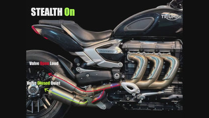 Vandemon Bimodal Stealth Side Mount Titanium Slip-On Triumph Rocket 3R & GT 2500 2019-2026