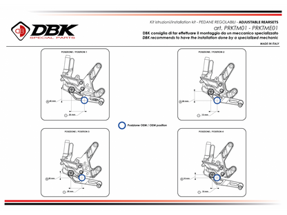 DBK Rearsets Adjustable Pilot Kit KTM 990 Duke 2024-2025