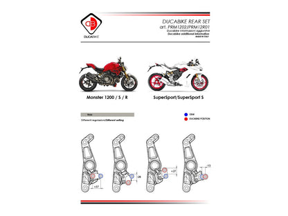 DBK Rearset Adjustable Ducati Monster 1200R 2016-2019 - Adventure Parts