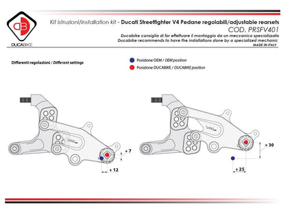 DBK Rearset Adjustable Ducati Streetfighter 2020-2024