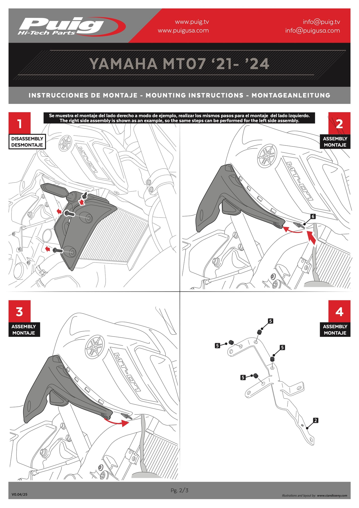 Puig Spoilers D12 Yamaha MT-07 2021-2024