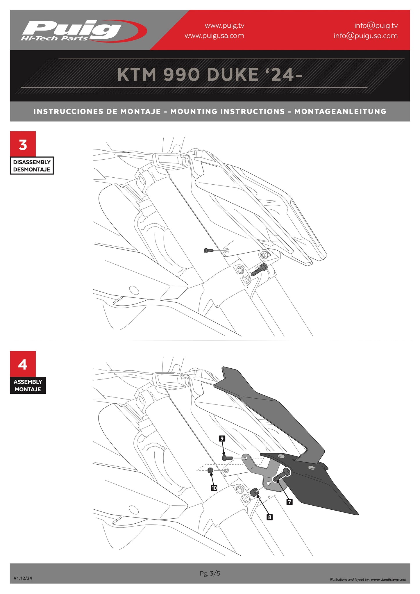 Puig Naked Frontal Spoilers KTM 990 Duke, R 2024-2025