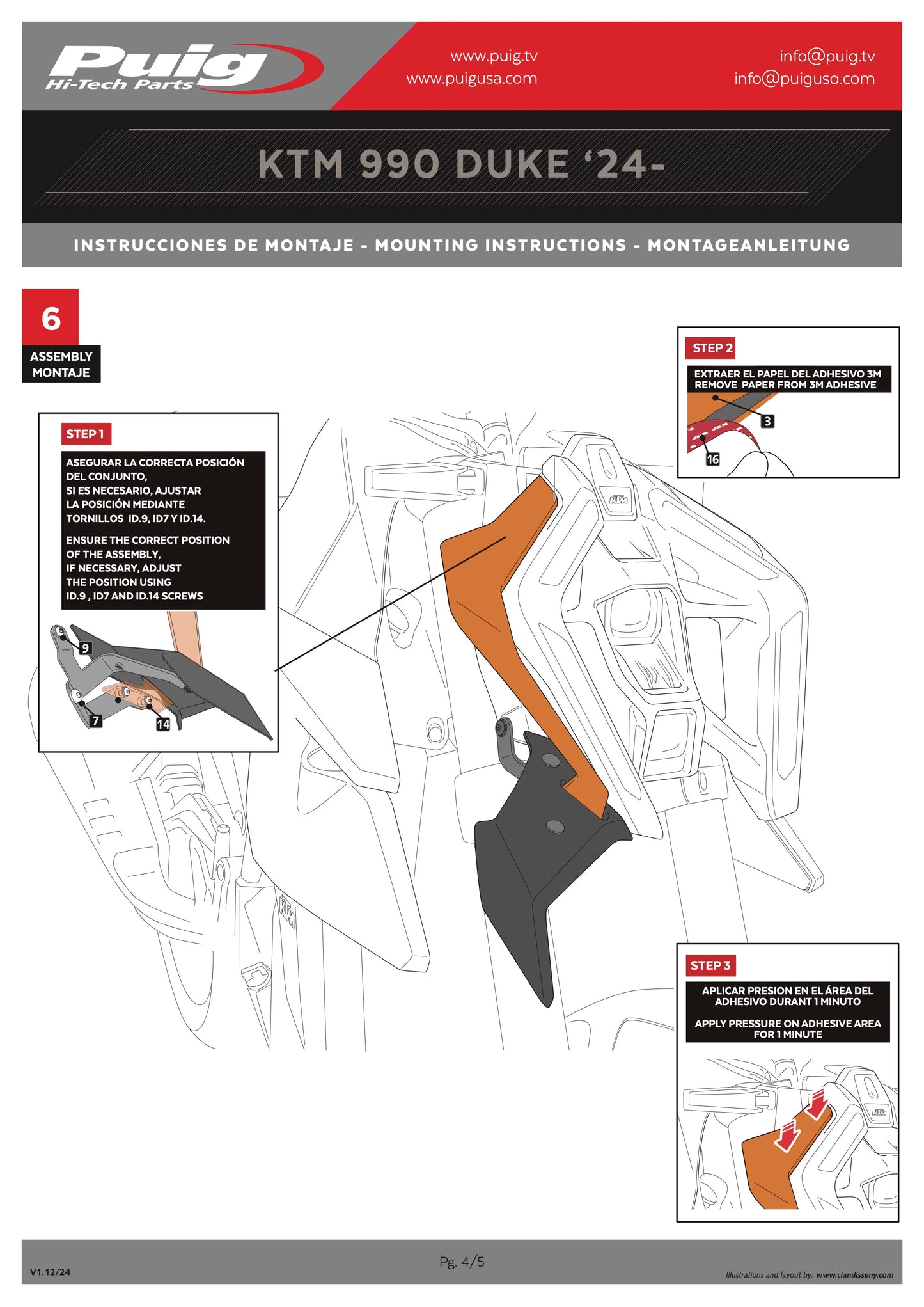 Puig Naked Frontal Spoilers KTM 990 Duke, R 2024-2025