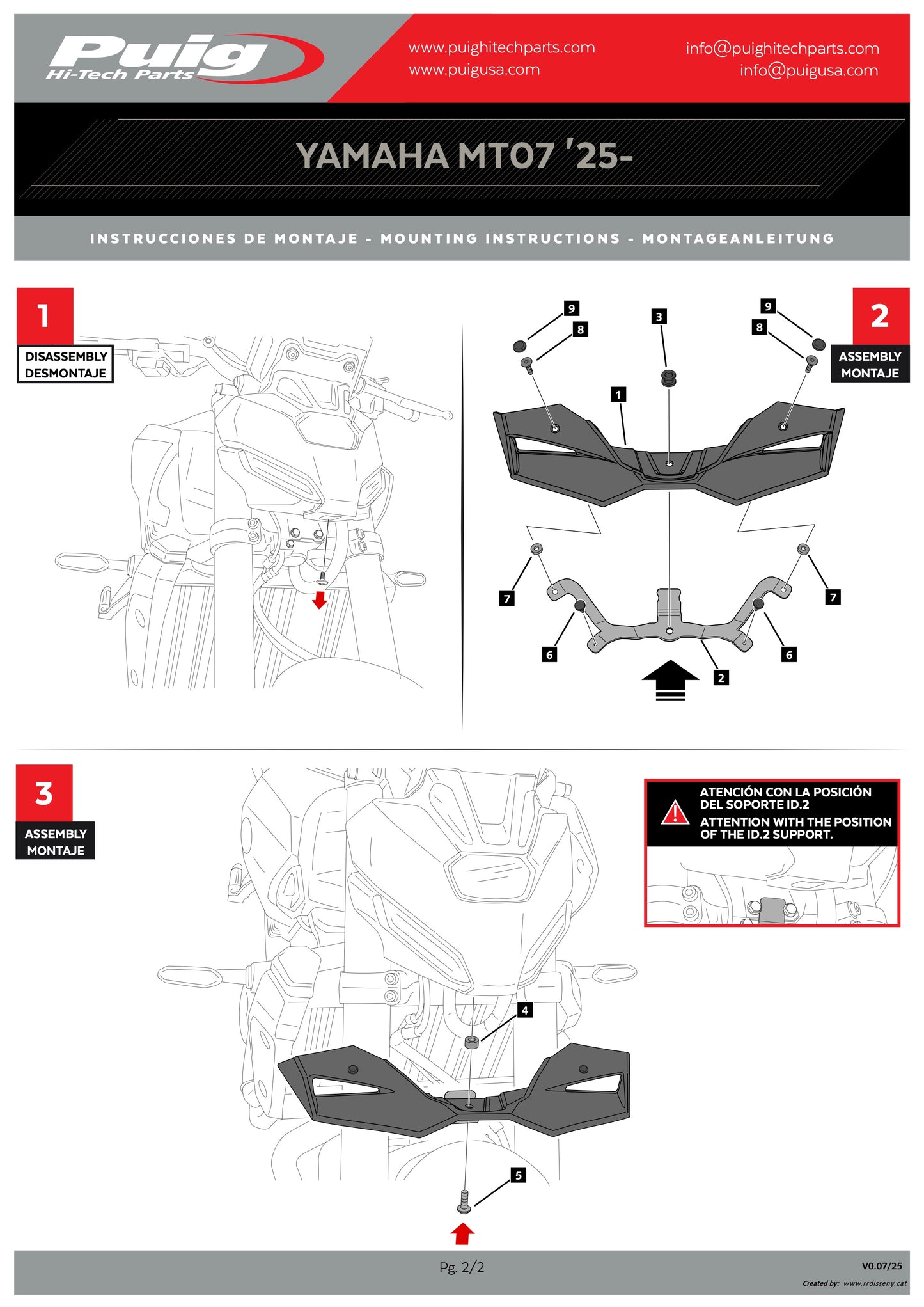 Puig Naked Frontal Spoilers Yamaha MT-07 2025