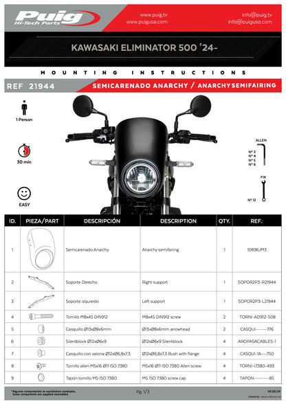 Puig Anarchy Semifairing Kawasaki Eliminator 500 2024-2025