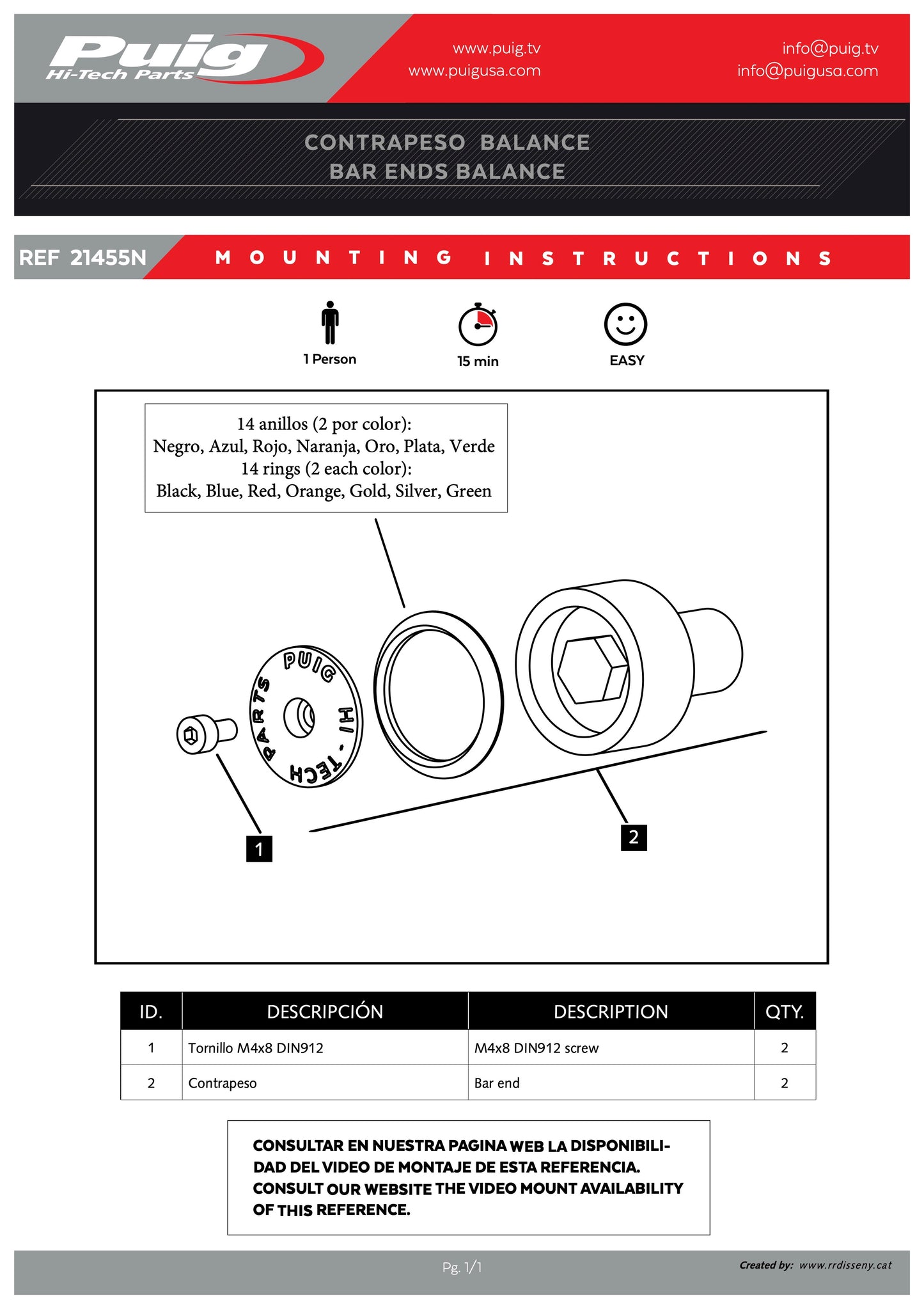 Puig Bar Ends Balance Yamaha MT-07 2006-2025