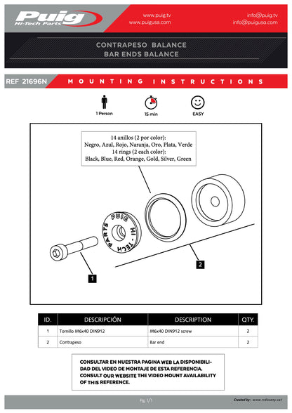 Puig Bar Ends Balance Honda GROM 125 2021-2025