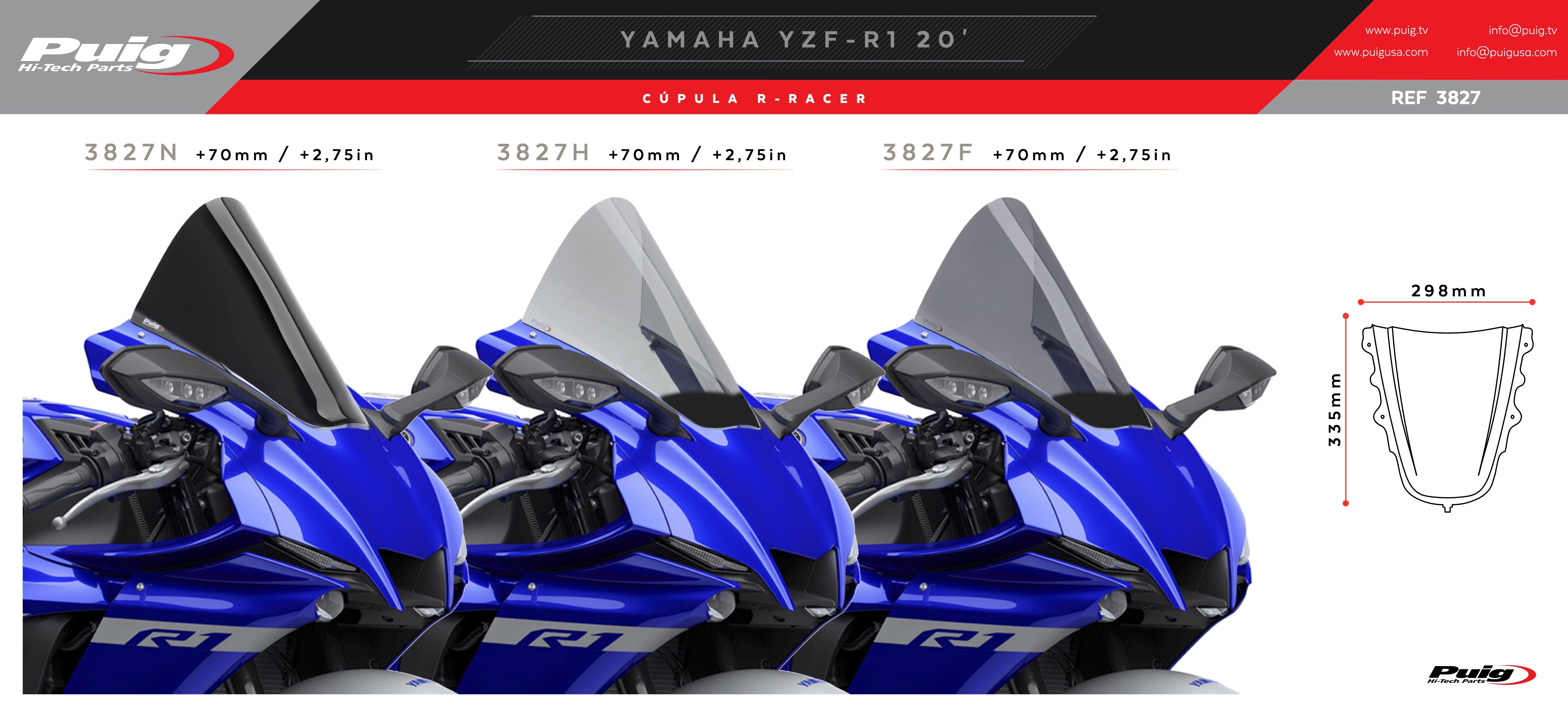 Puig R-Racer Windscreen Yamaha YZF-R1/R1M 2020-2026