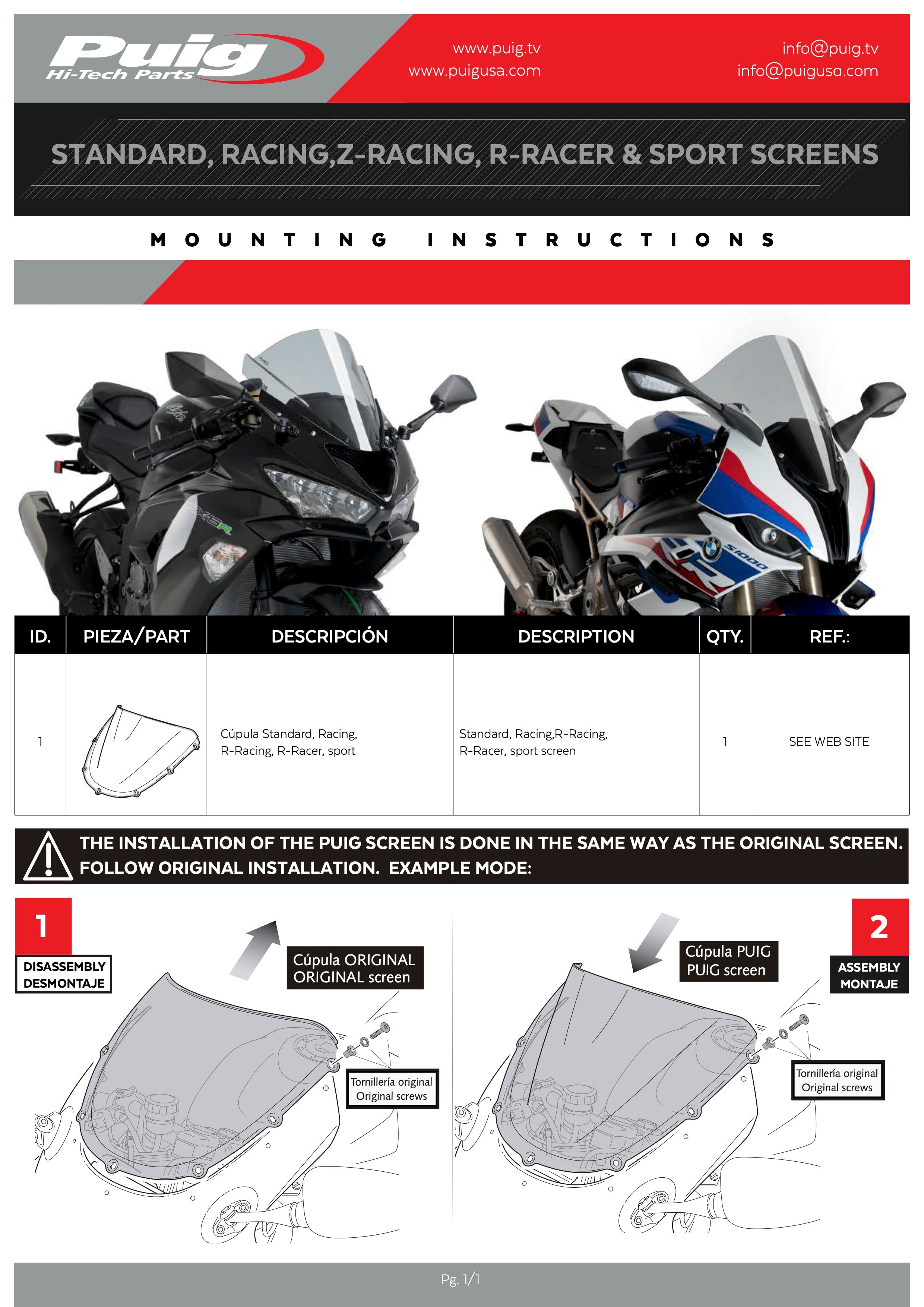 Puig R-Racer Windscreen Yamaha YZF-R1/R1M 2020-2026