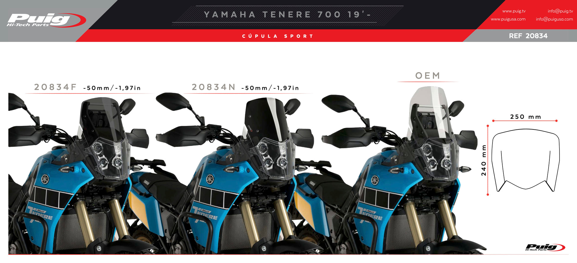 Puig Sport Windscreen Yamaha Tenere 700 2019-2024* - Adventure Parts