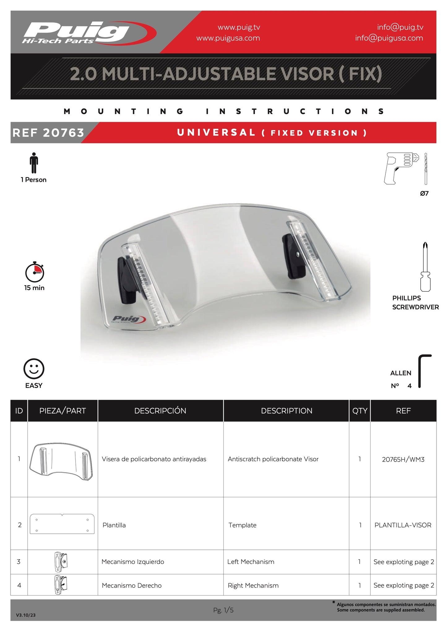 Puig Touring Windshield with Visor SUZUKI GSX-S1000GX 2024-2025
