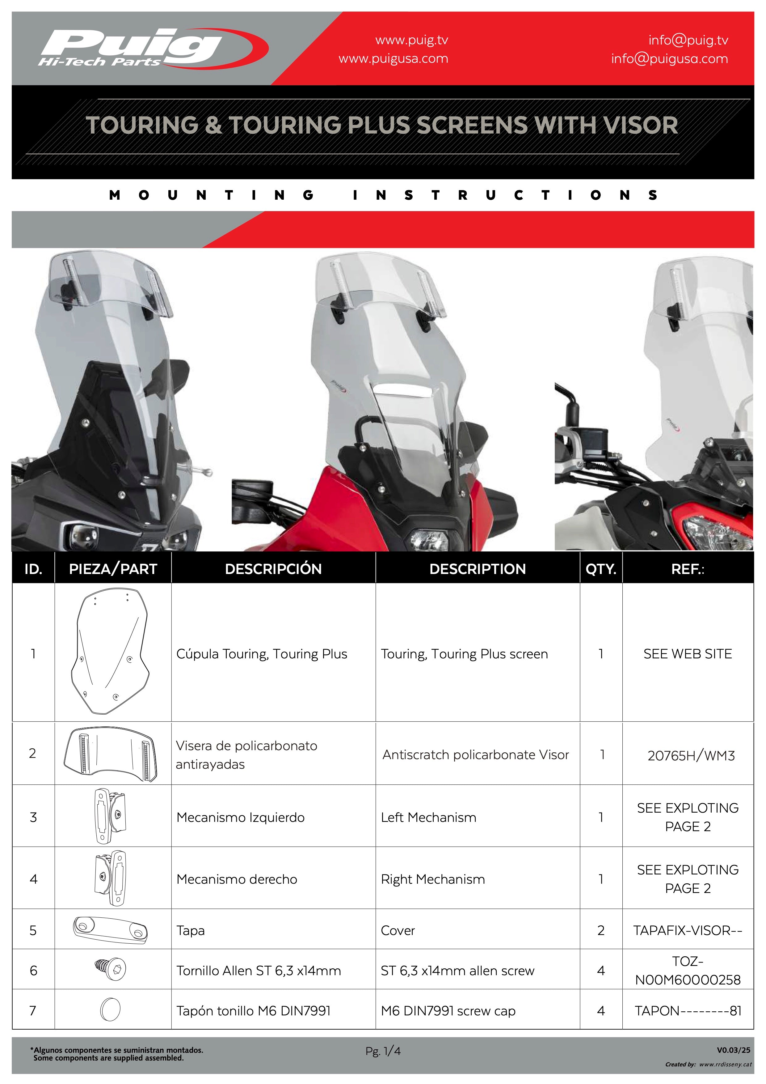 Puig Touring Windscreen w/ Visor KOVE 800X PRO 2024 | Adventure Parts