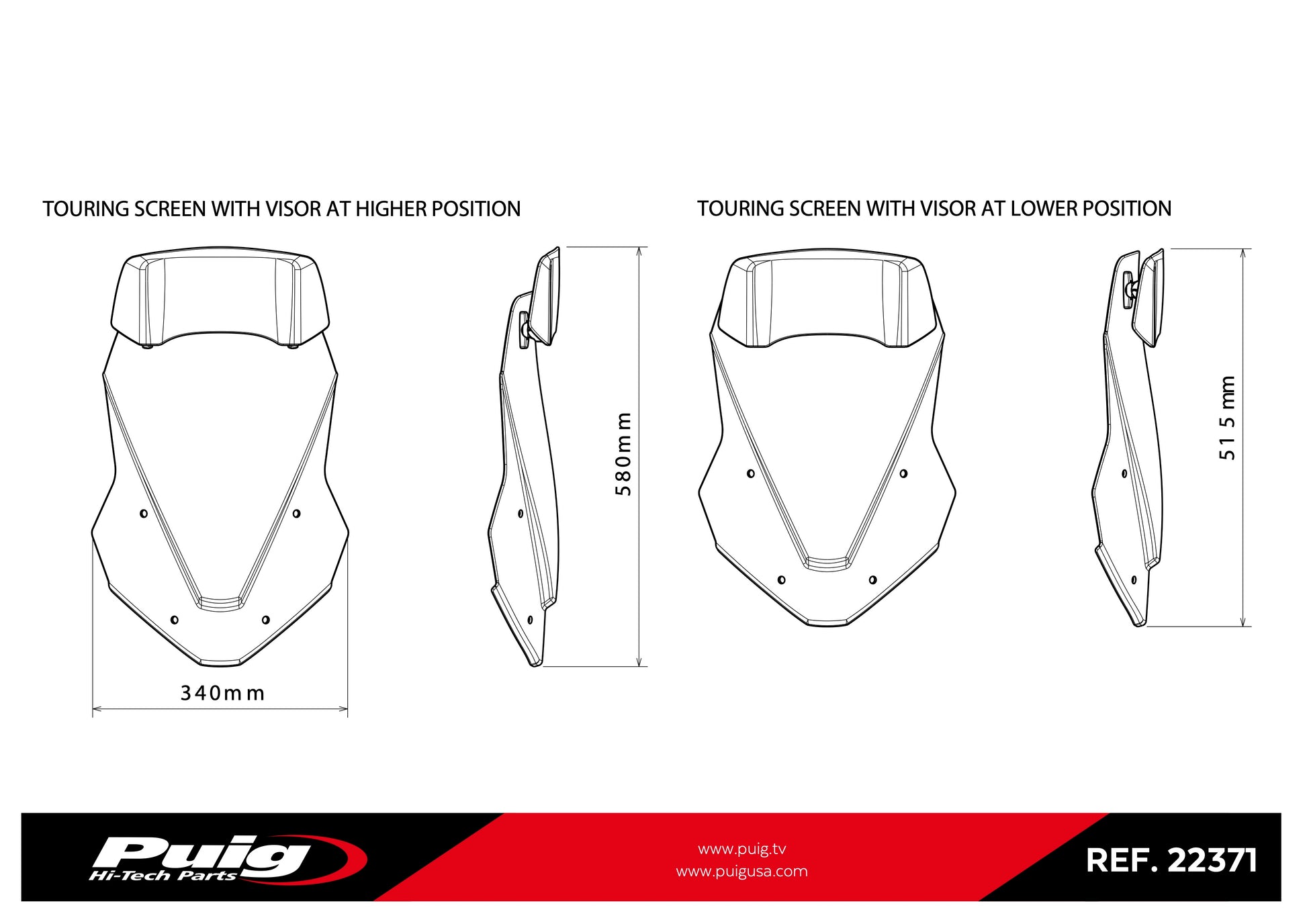 Puig Touring Windscreen w/ Visor KOVE 800X PRO 2024 - Adventure Parts