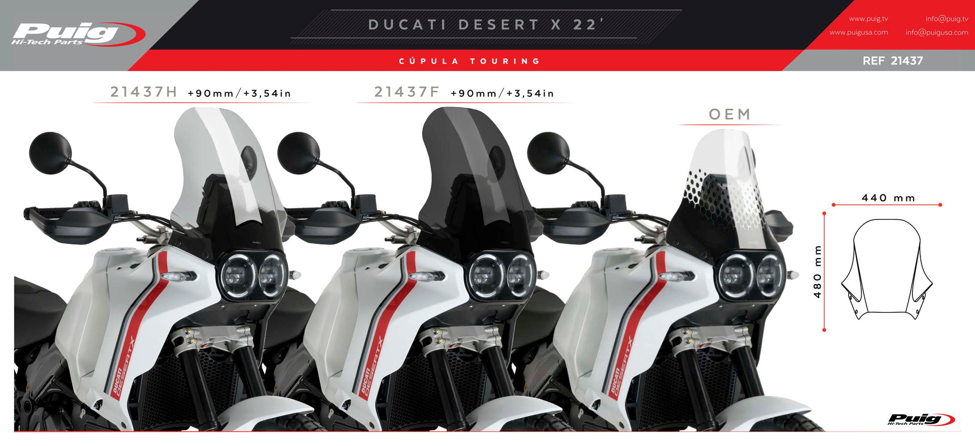 Puig Touring Windscreen Ducati Desert X 2022-2025 - Adventure Parts