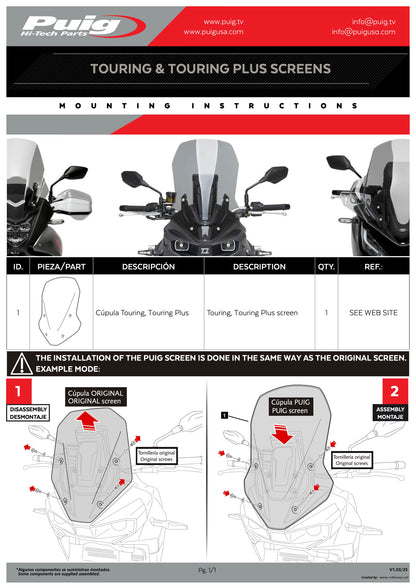 Puig Touring Windscreen KOVE 800X PRO 2024 - Adventure Parts