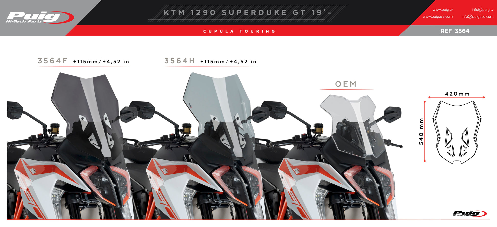 Puig Touring Screen KTM 1290 SUPERDUKE GT 2019-2025 - Adventure Parts