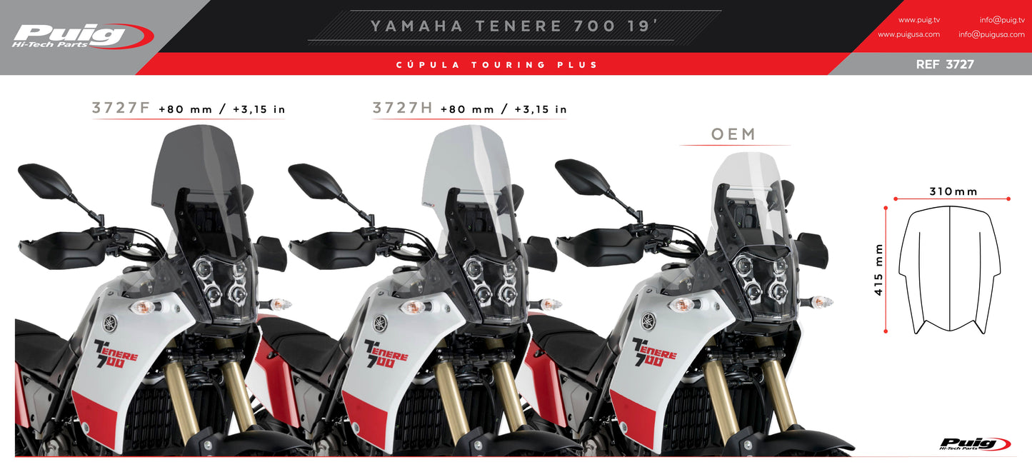 Puig Touring Windscreen 4mm Yamaha Tenere 700 2025-2026 - Adventure Parts