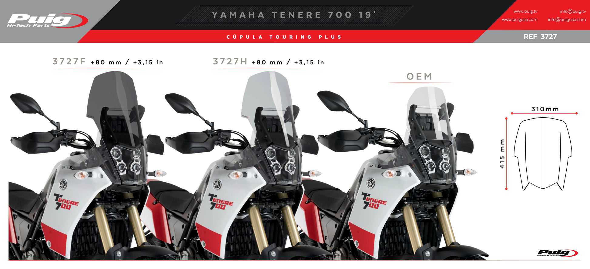 Puig Touring Windscreen 4mm Yamaha Tenere 700 2025-2026 - Adventure Parts