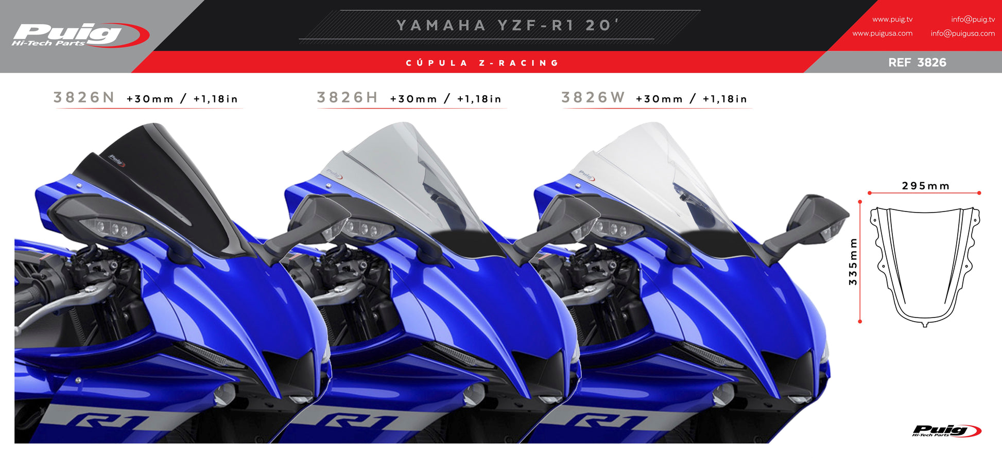 Puig Z-Racing Windscreen Yamaha YZF-R1/R1M 2020-2026 - Adventure Parts