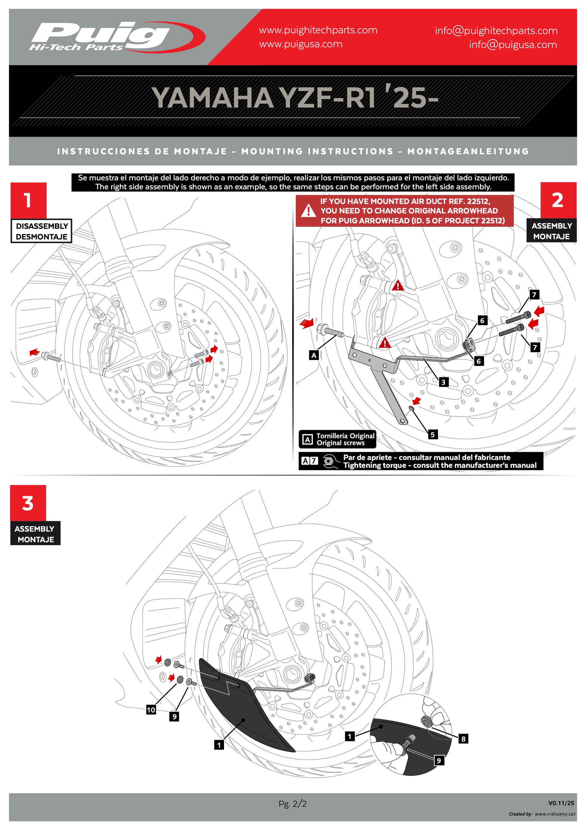 Puig Aero Wheel Deflector Yamaha YZF-R1 2025 - Adventure Parts