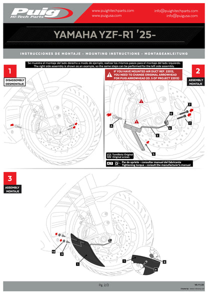 Puig Aero Wheel Deflector Yamaha YZF-R1 2025 - Adventure Parts