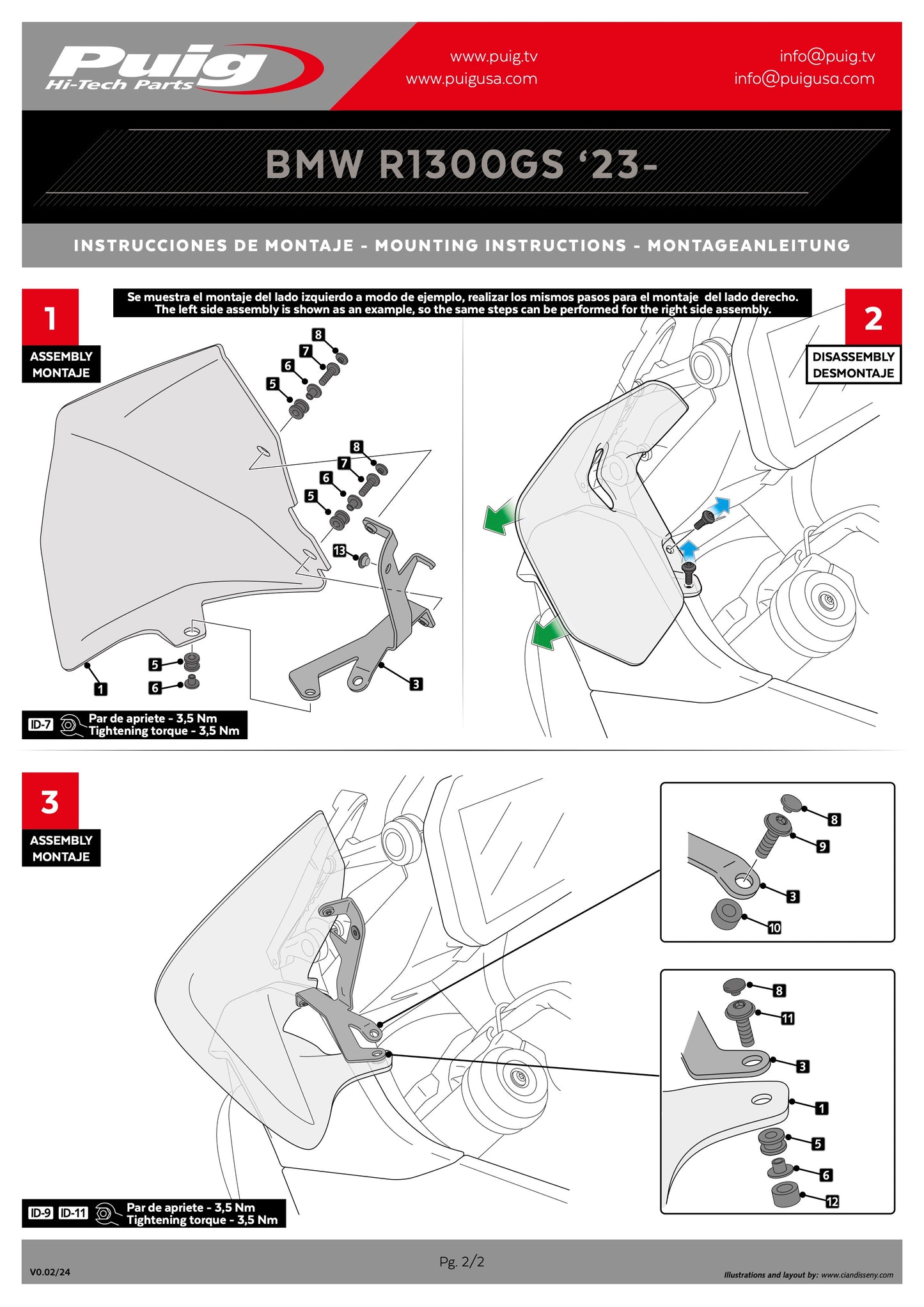 Puig Extended Front Deflectors BMW R1300GS 2023-2025