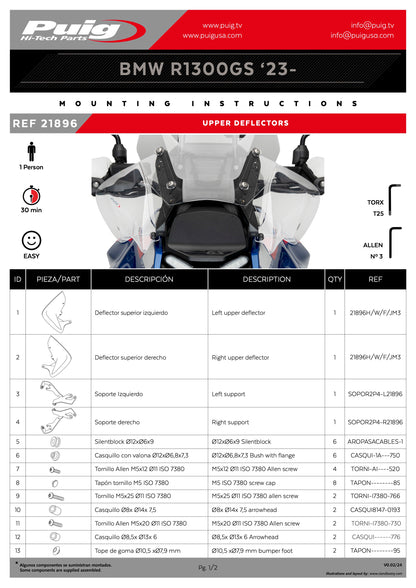 Puig Extended Front Deflectors BMW R1300GS 2023-2025