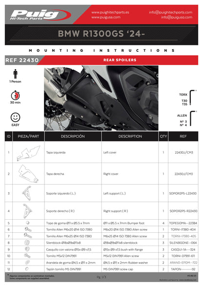 Puig Rear Spoilers BMW R1300GS 2023-2025